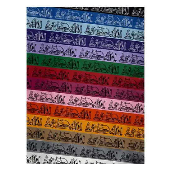 Cat Laying on Book Pile with Coffee Cup Satin Ribbon for Bows Gift Wrapping - 1" - 3 Yards Lavender Ribbon {1}