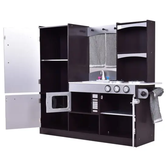 Kids Wooden Modern Kitchen Cooking Pretend Play Set {5}