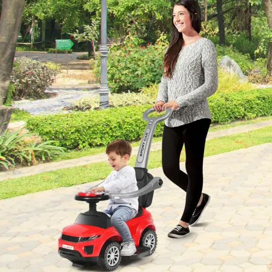 Honey Joy 3 in 1 Ride on Push Car Toddler Stroller Sliding Car with Music Red {5}