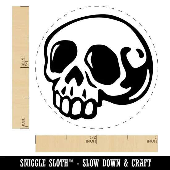 Creepy Skull Halloween Self-Inking Rubber Stamp for Stamping Crafting Planners Green {1}