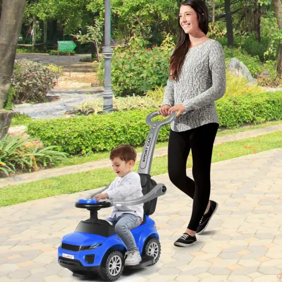 Honey Joy 3 in 1 Ride on Push Car Toddler Stroller Sliding Car with Music Blue {5}