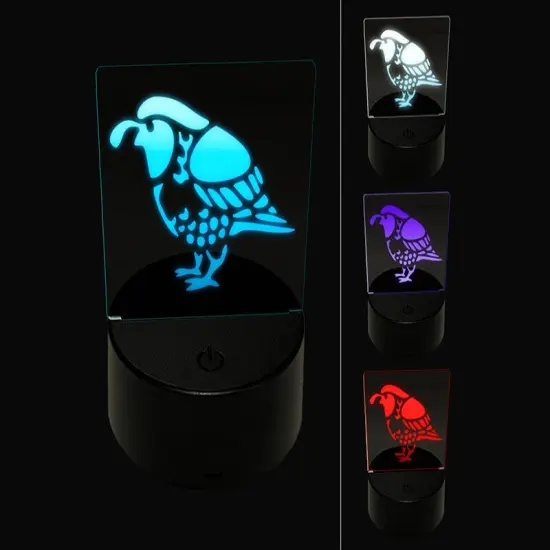 Southwestern Style Tribal Quail Bird 3D Illusion LED Night Light Sign Nightstand Desk Lamp {1}