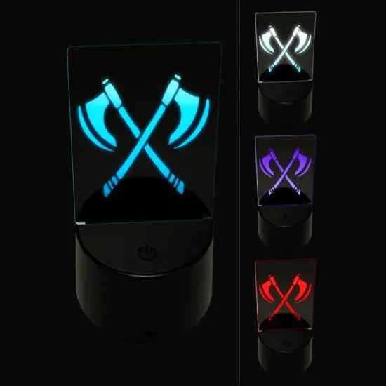 Crossed Viking Battle Axes Weapons 3D Illusion LED Night Light Sign Nightstand Desk Lamp {1}