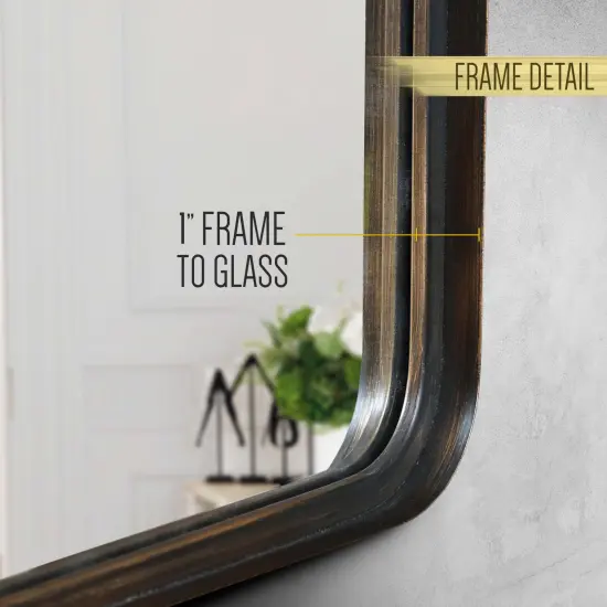 HBCY Creations Wall Mirror Large Mirror, Rustic Accent Mirror for Bathroom, Entry, Dining Room, & Living Room. Metal Mirror Brushed Bronze {5}