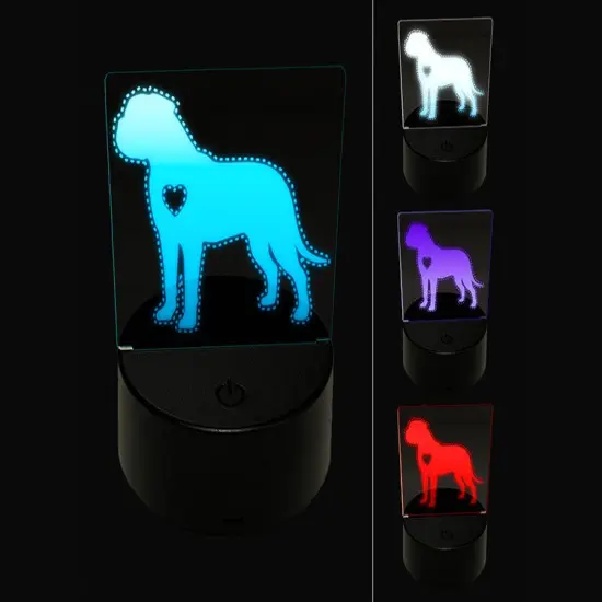 Bullmastiff Dog with Heart 3D Illusion LED Night Light Sign Nightstand Desk Lamp {1}