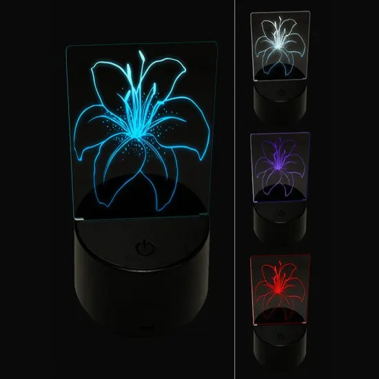 Tiger Lily Flower 3D Illusion LED Night Light Sign Nightstand Desk Lamp {1}