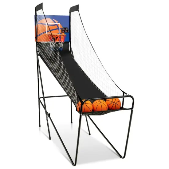 Foldable Single Shot Basketball Arcade Game with Electronic Scorer and Basketballs {1}