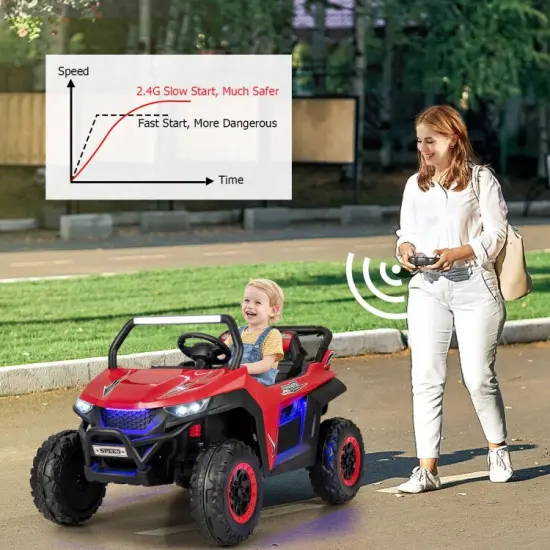 2-Seater Electric UTV Ride On Car with Safety Belt, Remote Control and Media Center Red {6}