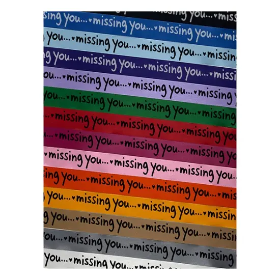 Missing You Fun Text Satin Ribbon for Bows Gift Wrapping - 1" - 3 Yards Latte Ribbon {1}