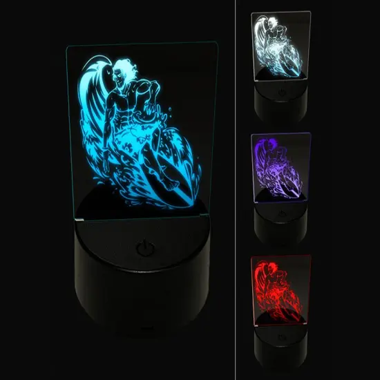 Surfer Man Riding Wave with Surfboard 3D Illusion LED Night Light Sign Nightstand Desk Lamp {1}