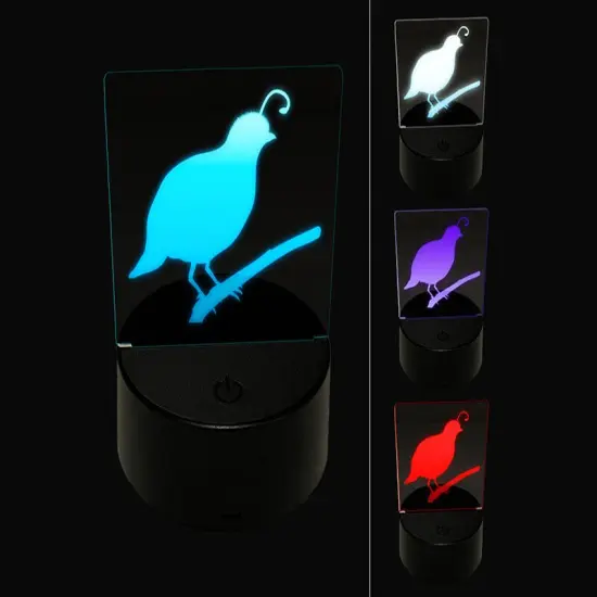 Quail Bird Solid 3D Illusion LED Night Light Sign Nightstand Desk Lamp {1}