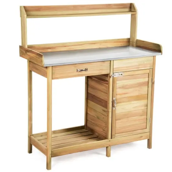Outdoor Garden Wooden Work Station Potting Bench {1}