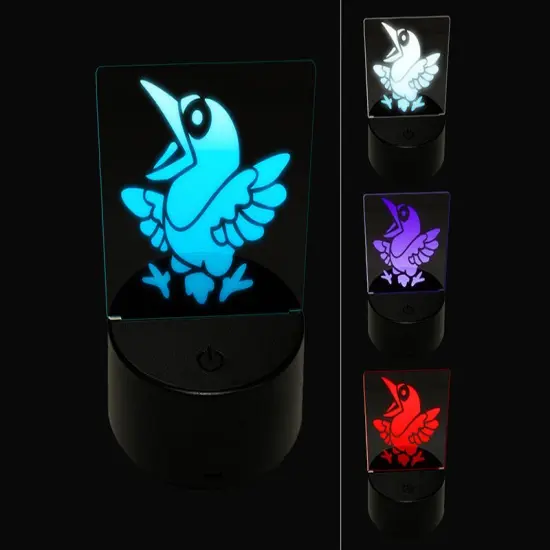 Shocked and Surprised Little Bird Crow Raven 3D Illusion LED Night Light Sign Nightstand Desk Lamp {1}
