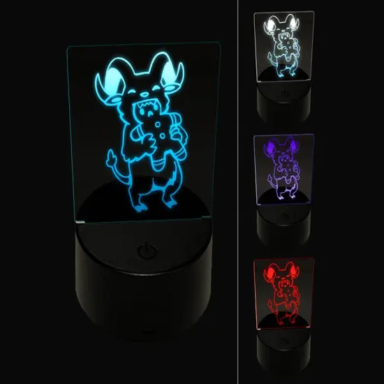 Krampus Gnawing on Gingerbread Man Cookie Christmas 3D Illusion LED Night Light Sign Nightstand Desk Lamp {1}