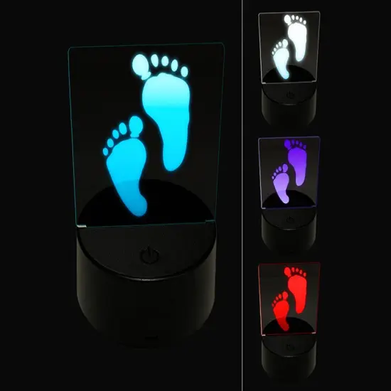 Cute Baby Footprints Silhouette 3D Illusion LED Night Light Sign Nightstand Desk Lamp {1}