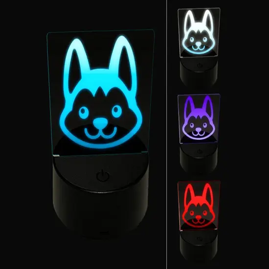 Chibi Husky Dog Head 3D Illusion LED Night Light Sign Nightstand Desk Lamp {1}