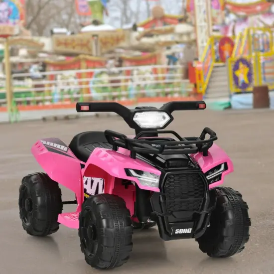 Multi-Functional 6V Kids Electric Ride On Car with LED Head Light and Charging Hole Pink {6}