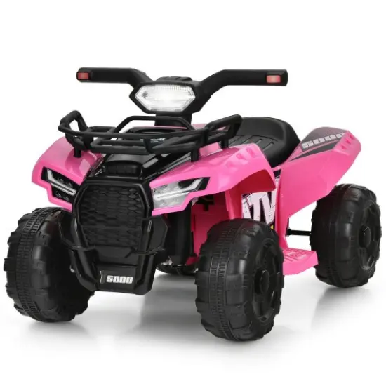 Multi-Functional 6V Kids Electric Ride On Car with LED Head Light and Charging Hole Pink {1}