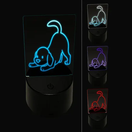 Labrador Retriever Play Bow Dog 3D Illusion LED Night Light Sign Nightstand Desk Lamp {1}