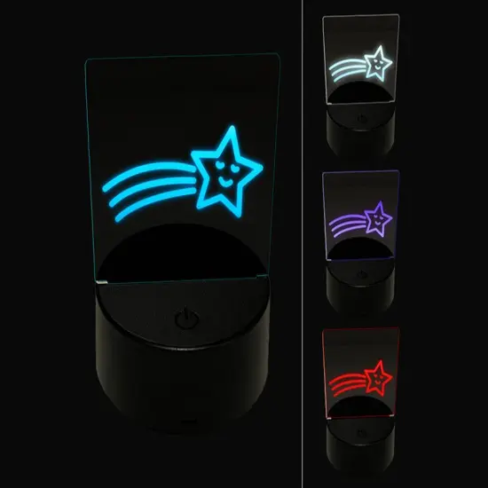 Smiling Shooting Star 3D Illusion LED Night Light Sign Nightstand Desk Lamp {1}