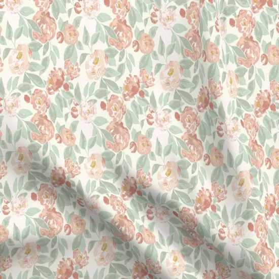 Various Fabrics by the Yard or Fat Quarter Watercolor Peony Blush Pink Sage Small Scale Delicate Botanical Modern Rose Floral Custom Printed Fabric by Spoonflower {5}