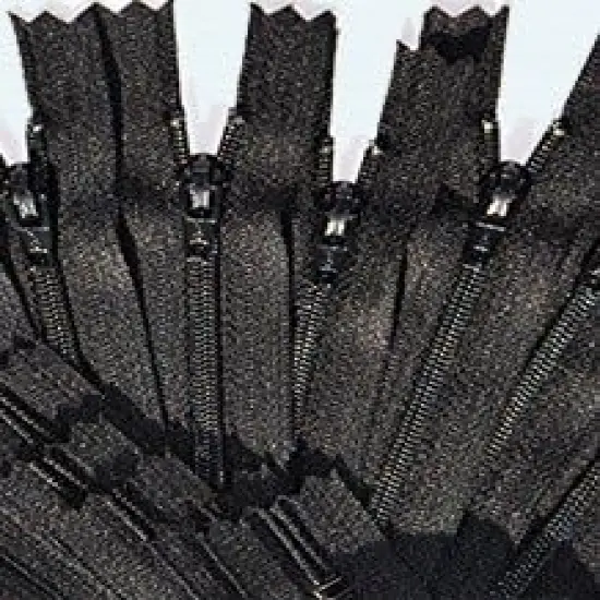 2" Doll Zipper YKK #3 Nylon Coil Zippers ~ Closed Bottom ~ Black (3 Zippers/Pack) {1}