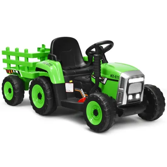 Iron Ride-On Tractor with Trailer, Music and Safety for Kids Pink {7}