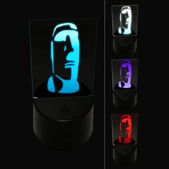 Easter Island Statue Stone Head Monument 3D Illusion LED Night Light Sign Nightstand Desk Lamp {1}