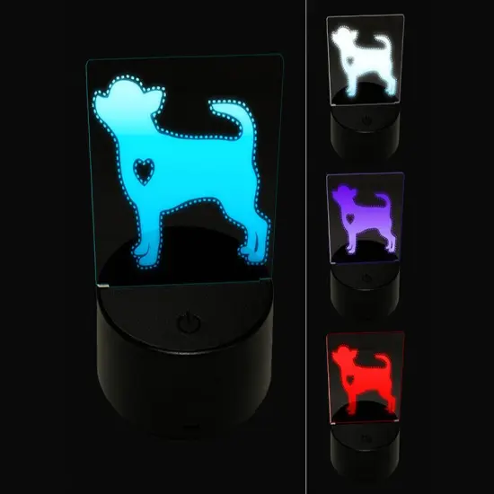 Smooth Coat Chihuahua Apple Head Dog with Heart 3D Illusion LED Night Light Sign Nightstand Desk Lamp {1}