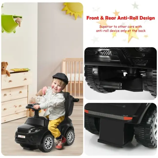 Honey Joy 3 in 1 Ride on Push Car Toddler Stroller Sliding Car with Music Black {5}