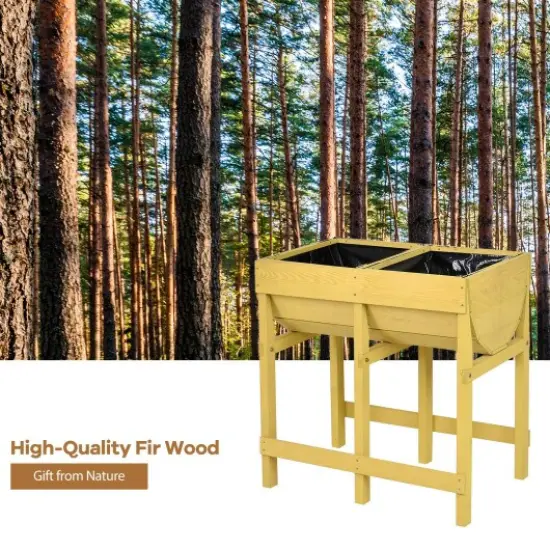 Raised Wooden Planter Vegetable Flower Bed with Liner {3}