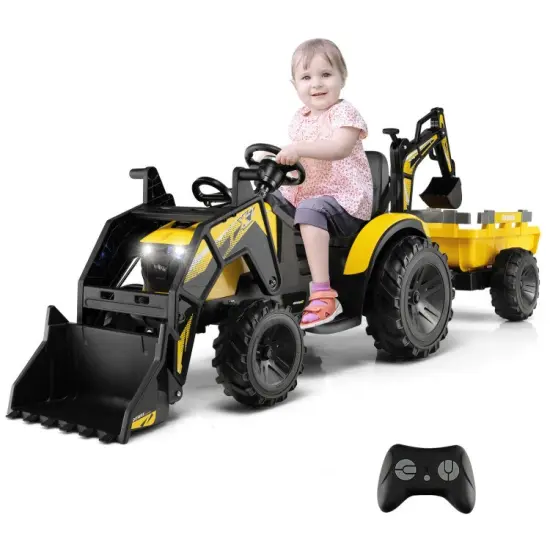 Steel Electric Excavator with RC, 3-in-1 Function, Music and Safety Features for Kids Yellow {5}