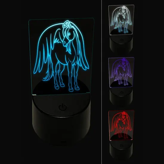 Angel Horse Loss of Pet 3D Illusion LED Night Light Sign Nightstand Desk Lamp {1}