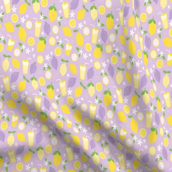 Various Fabrics by the Yard or Fat Quarter Summer Fruit Sweet Floral Cute Whimsical Lemons Lemonade Garden Purple Custom Printed Fabric by Spoonflower {5}