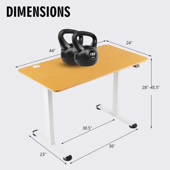 45.5 Inch Electric Height Adjustable Standing Desk with 2-Button Controller and Metal Frame Natural {5}