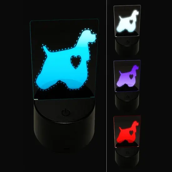 American Cocker Spaniel Dog with Heart 3D Illusion LED Night Light Sign Nightstand Desk Lamp {1}