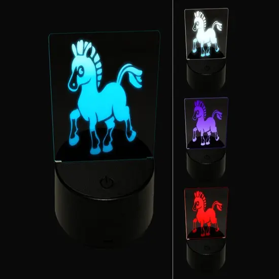 Prancing Pony Horse Mule 3D Illusion LED Night Light Sign Nightstand Desk Lamp {1}