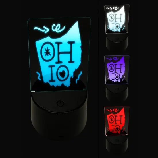 Ohio State with Text Swirls 3D Illusion LED Night Light Sign Nightstand Desk Lamp {1}