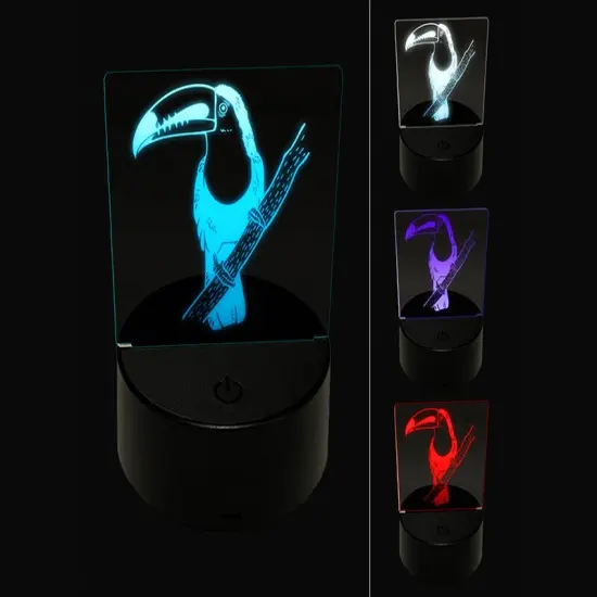 Keel-Billed Toucan on a Branch 3D Illusion LED Night Light Sign Nightstand Desk Lamp {1}