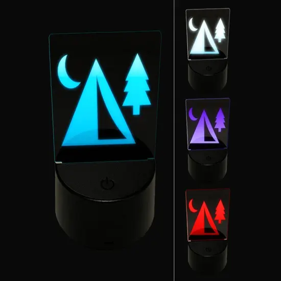Camping Tent Campsite 3D Illusion LED Night Light Sign Nightstand Desk Lamp {1}