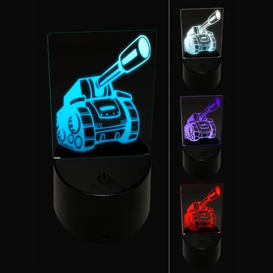 Cartoon Military Army Tank 3D Illusion LED Night Light Sign Nightstand Desk Lamp {1}