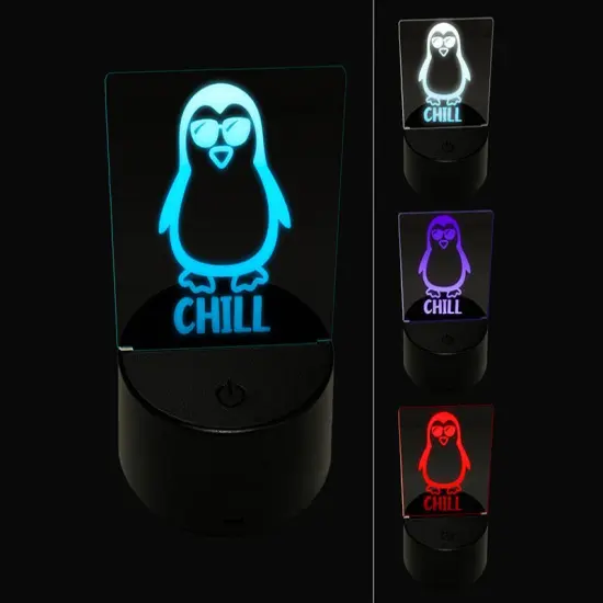Penguin Chill 3D Illusion LED Night Light Sign Nightstand Desk Lamp {1}