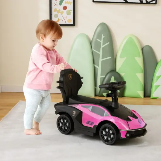 3-in-1 Ride on Push Car with Handle Guardrail and Pink {5}