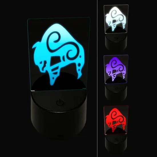 Southwest Native American Bison Buffalo Spirit Animal 3D Illusion LED Night Light Sign Nightstand Desk Lamp {1}