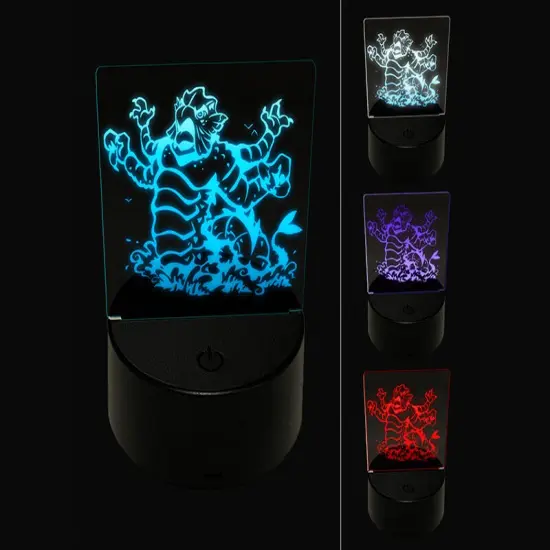 Kraken Titan Clashing with Waves 3D Illusion LED Night Light Sign Nightstand Desk Lamp {1}