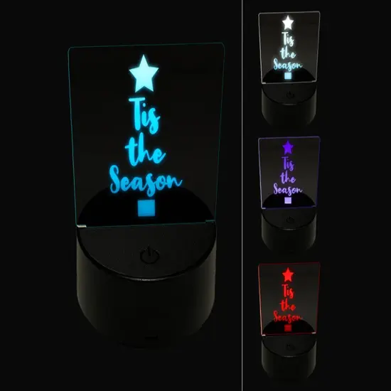 Tis the Season Christmas Tree 3D Illusion LED Night Light Sign Nightstand Desk Lamp {1}