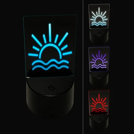 Sun and Waves Sunrise Sunset 3D Illusion LED Night Light Sign Nightstand Desk Lamp {1}