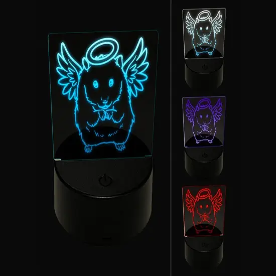 Angel Hamster Loss of Pet 3D Illusion LED Night Light Sign Nightstand Desk Lamp {1}