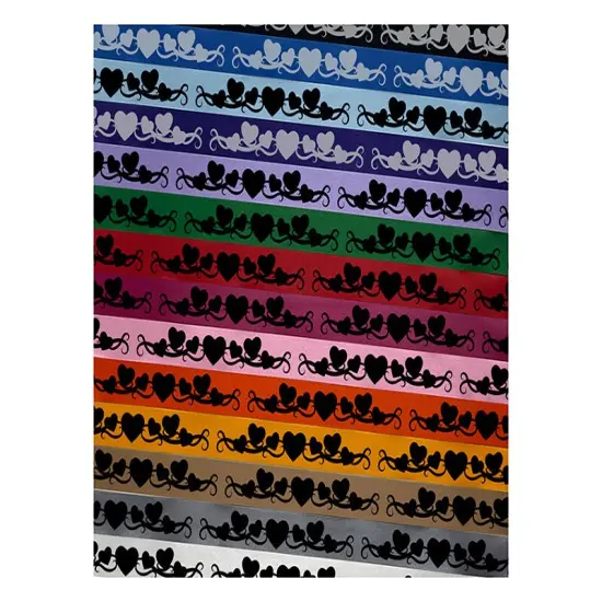 Swirly Heart Border Satin Ribbon for Bows Gift Wrapping - 1" - 3 Yards Latte Ribbon {1}