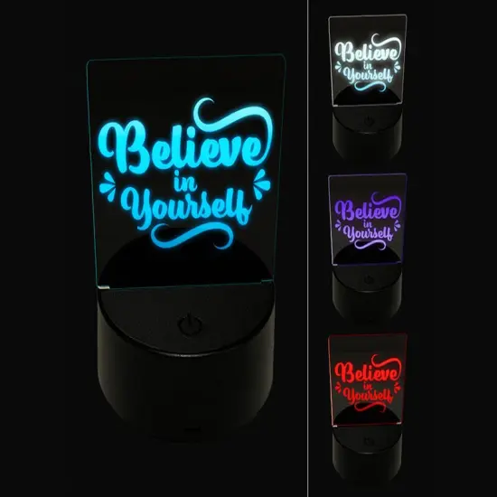 Believe in Yourself Motivational 3D Illusion LED Night Light Sign Nightstand Desk Lamp {1}
